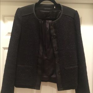Elie Tahari Black & Purple Tweed Jacket - Medium
